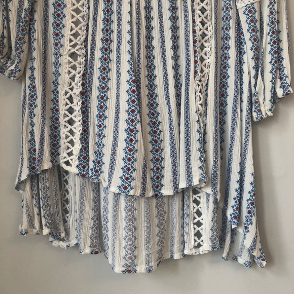 BOHO PEASANT TUNIC BLOUSE WITH EYELET DETAILS - Picture 7 of 8